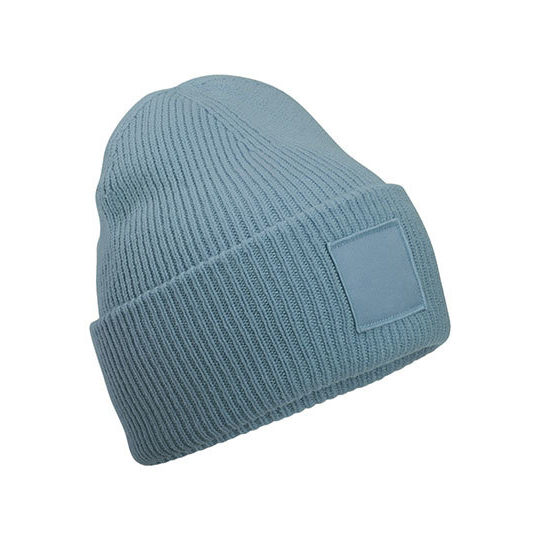 RPET-deep-cuffed-beanie-Met-patch-bedrukken-blauw