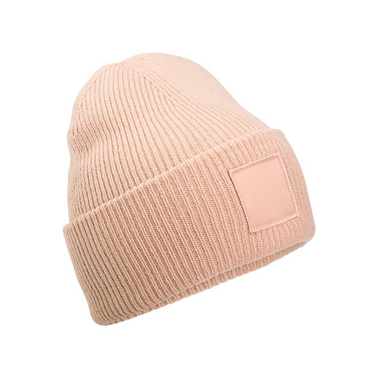 RPET-deep-cuffed-beanie-Met-patch-bedrukken-roze