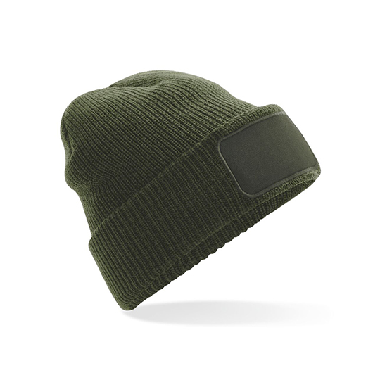 Thinsulate-acryl-beanie-Met-patch-bedrukken-donkergroen