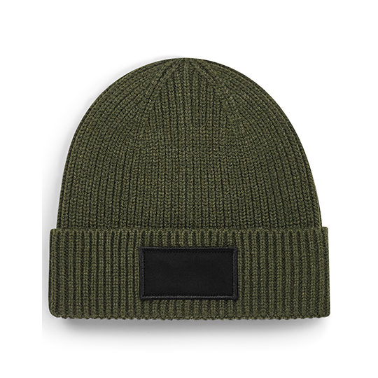 RPET-beanie-Met-katoenen-patch-bedrukken-donkergroen