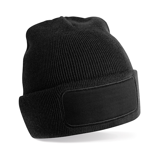 Original-RPET-beanie-Met-patch-bedrukken-zwart
