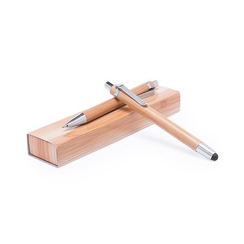 Bamboe-pennenset-Balpen-en-vulpotlood-bedrukken-bruin