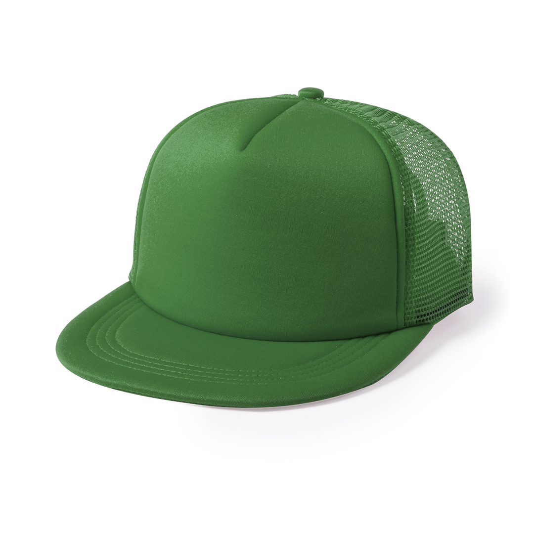 Snapback-cap-met-kunststof-sluiting-5-panel-mesh-bedrukken-groen