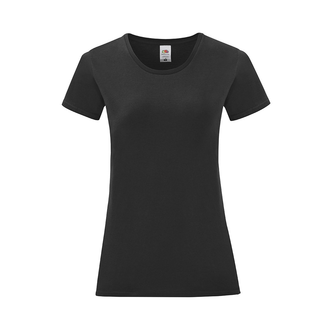 Fruit-of-the-Loom-Iconic-T-shirt-Dames-Getailleerd-bedrukken-black
