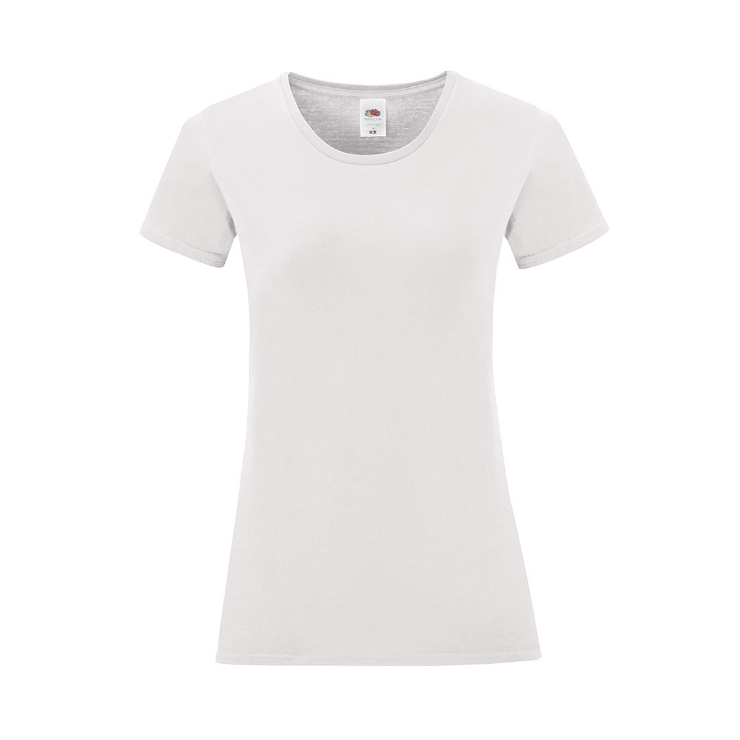 Fruit-of-the-Loom-Iconic-T-shirt-Dames-Getailleerd-bedrukken-white