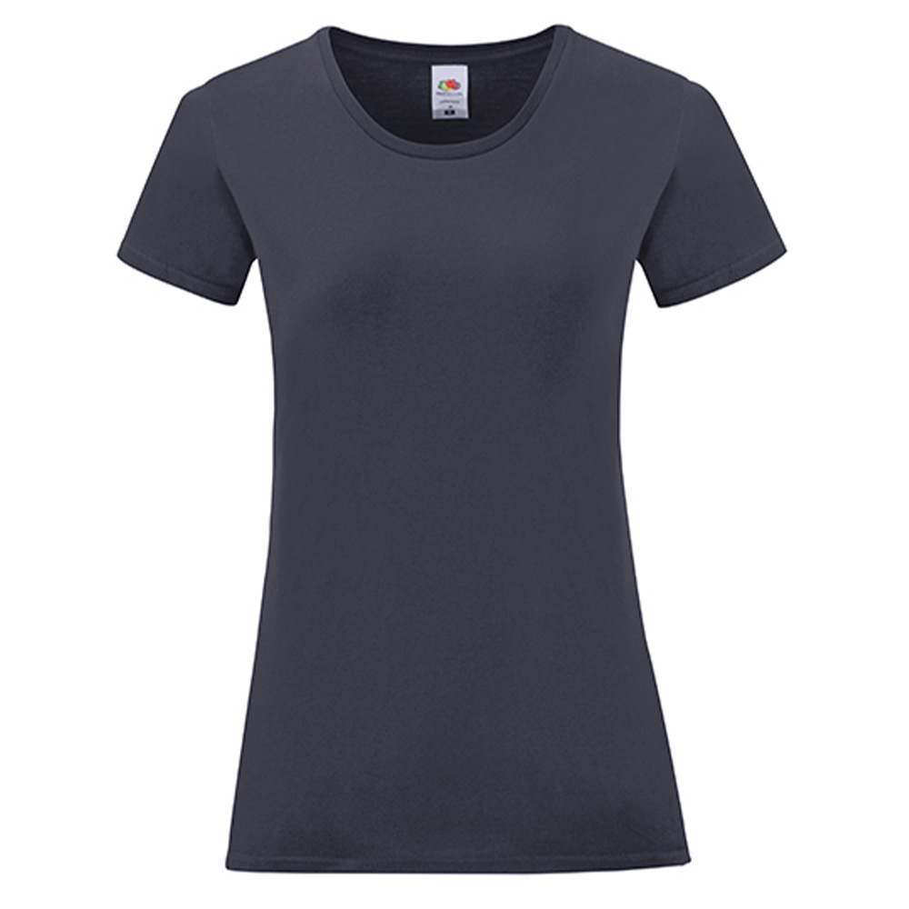 Fruit-of-the-Loom-Iconic-T-shirt-Dames-Getailleerd-bedrukken-deep-navy