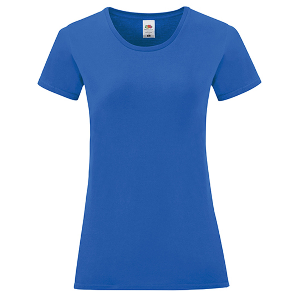 Fruit-of-the-Loom-Iconic-T-shirt-Dames-Getailleerd-bedrukken-royal-blue