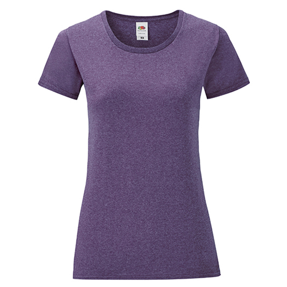 Fruit-of-the-Loom-Iconic-T-shirt-Dames-Getailleerd-bedrukken-heather-purple