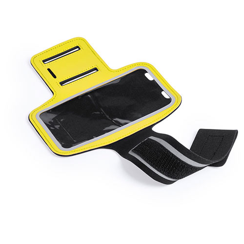Reflecterende-smartphone-sportarmband-6-inch-bedrukken-geel