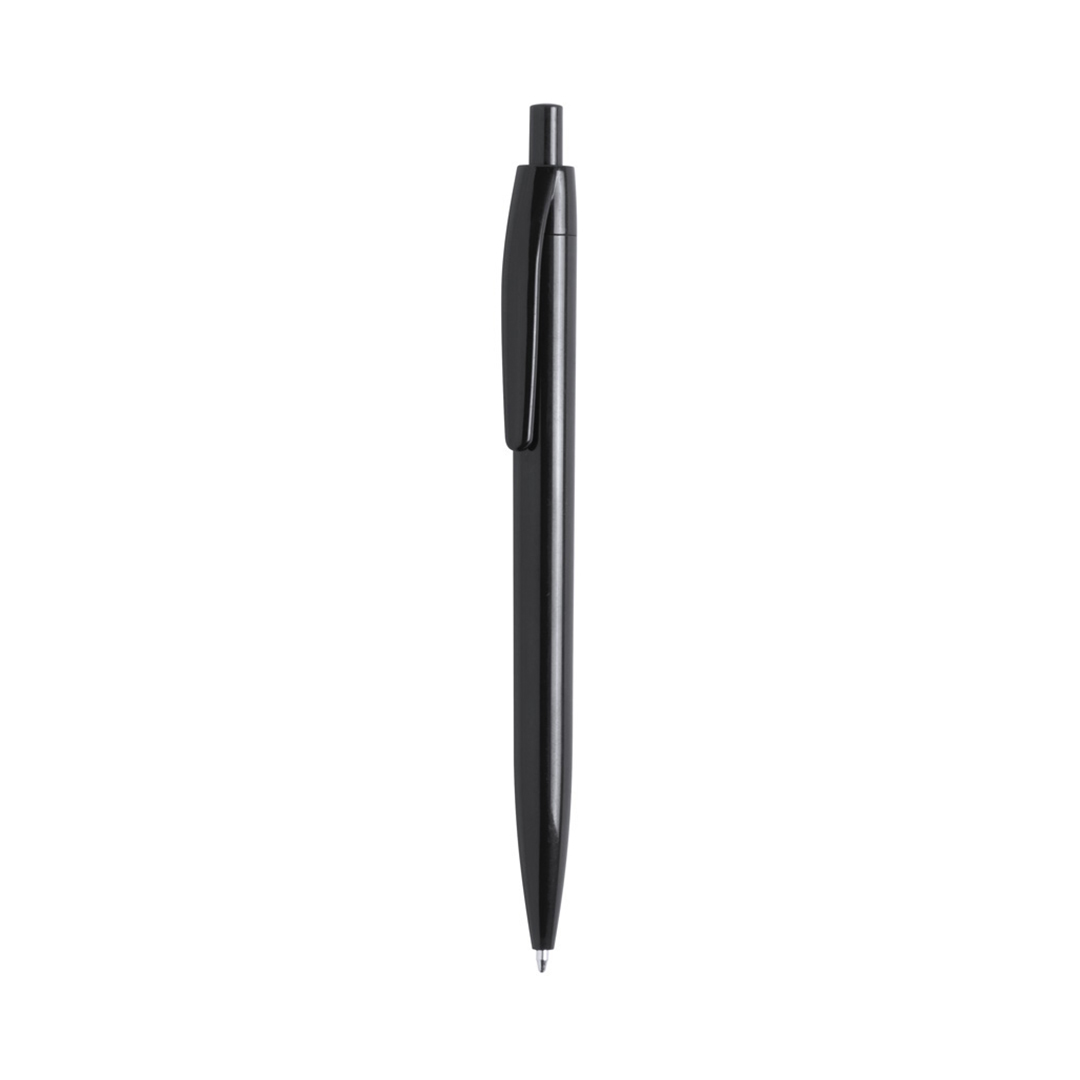 Balpen-met-glanzende-afwerking-Blauwe-inkt-bedrukken-zwart