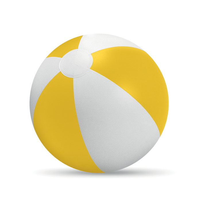 Gestreepte-strandbal-PVC-235-cm-bedrukken-geel