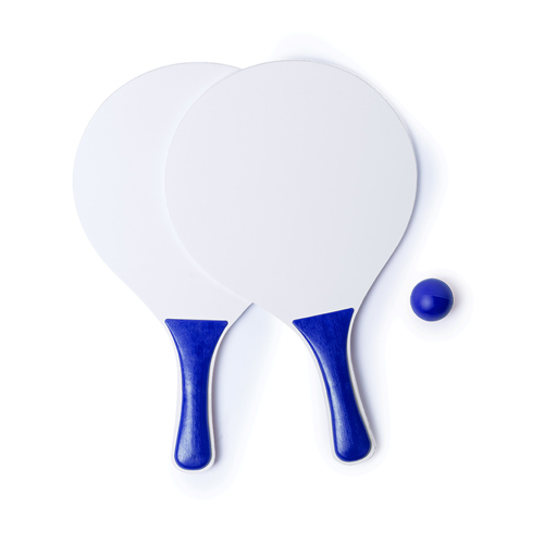 Beachball-rackets-met-bal-Hout-bedrukken-blauw