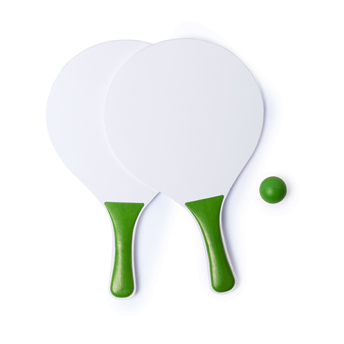 Beachball-rackets-met-bal-Hout-bedrukken-groen