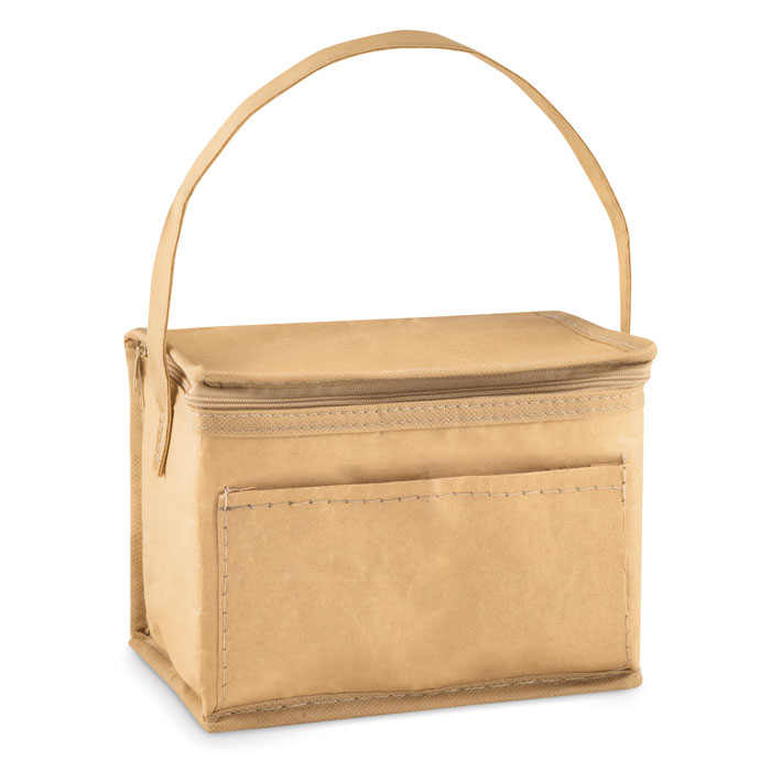 Papieren-koeltasje-met-voorvak-3-liter-bedrukken-khaki