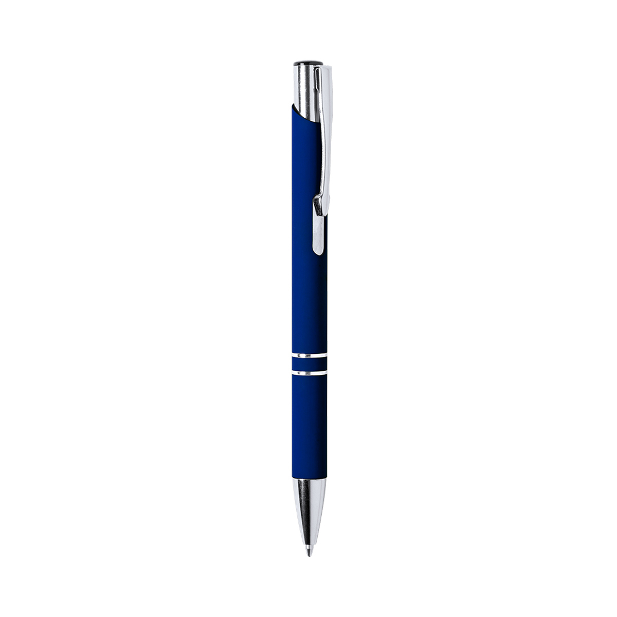 Aluminium-balpen-met-rubberen-afwerking-Tweekleurig-bedrukken-donkerblauw