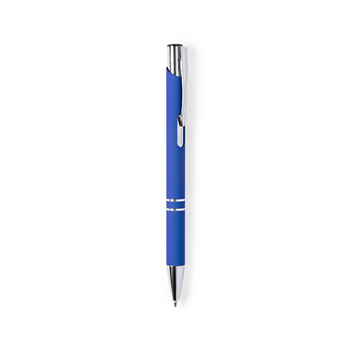 Aluminium-balpen-met-rubberen-afwerking-Tweekleurig-bedrukken-blauw