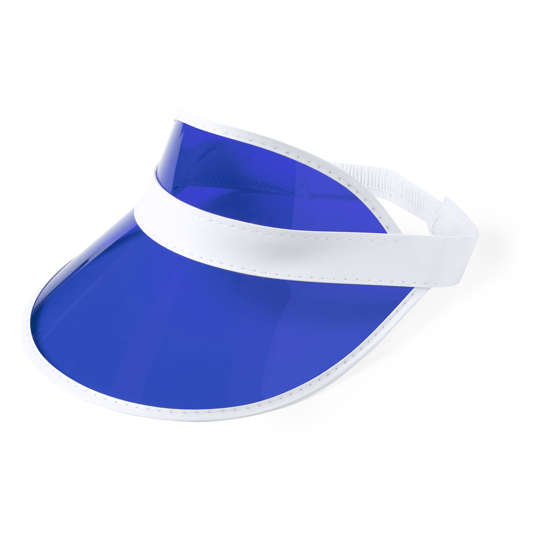 Zonneklep-met-verstelbare-elastische-sluiting-PVC-bedrukken-blauw