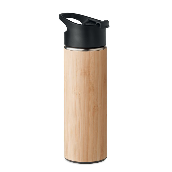 Bamboe-thermosfles-met-handgreep-RVS-450-ml-bedrukken-bruin