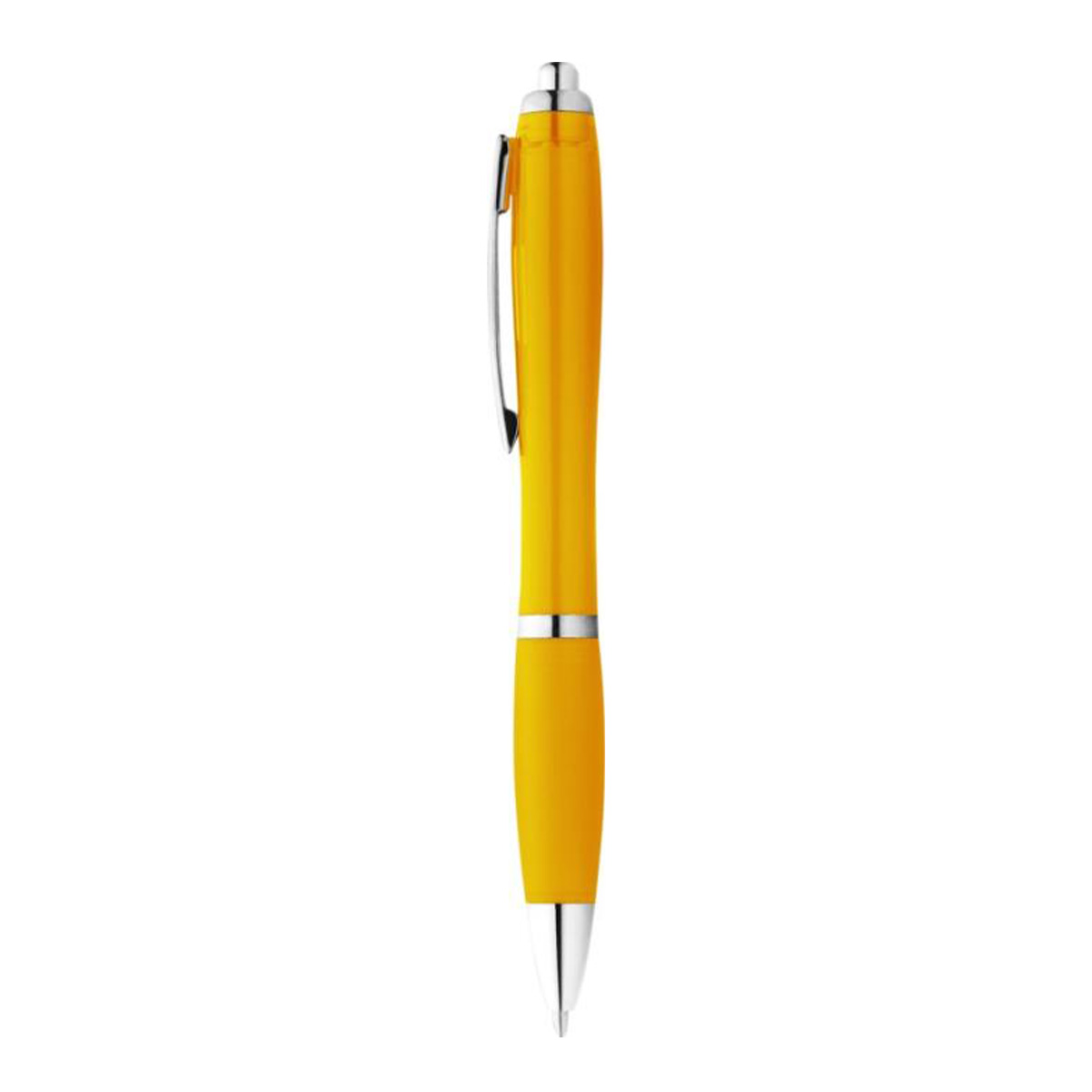 Balpen-met-soft-touch-greep-Blauwe-inkt-bedrukken-geel