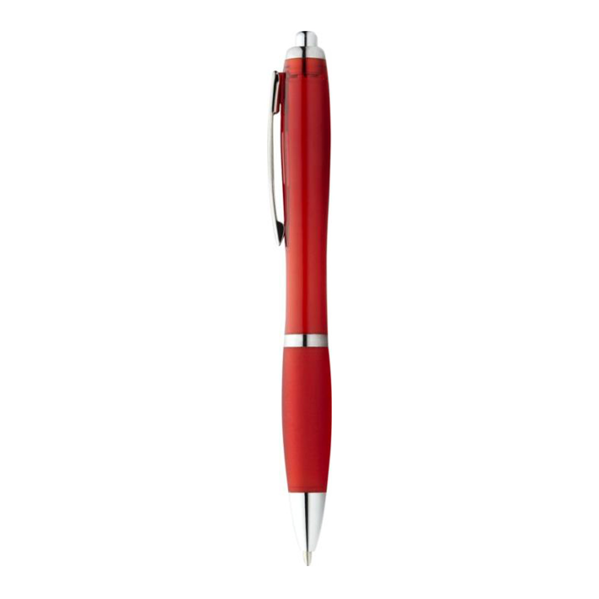 Balpen-met-soft-touch-greep-Blauwe-inkt-bedrukken-rood