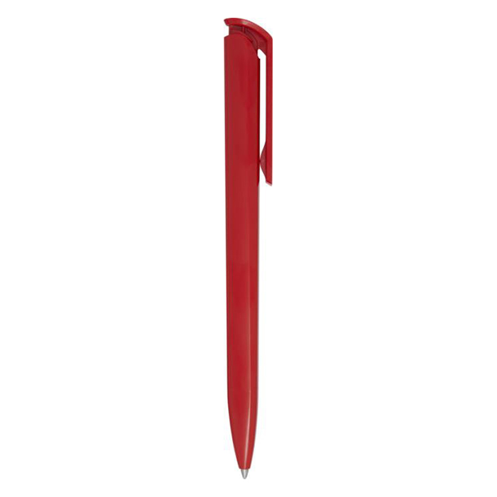Balpen-gerecycled-kunststof-Blauwe-inkt-bedrukken-rood