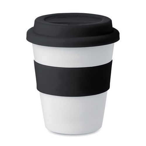 Kunststof-koffiebeker-met-siliconen-deksel-350-ml-bedrukken-zwart