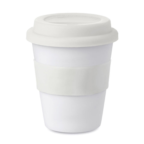 Kunststof-koffiebeker-met-siliconen-deksel-350-ml-bedrukken-wit