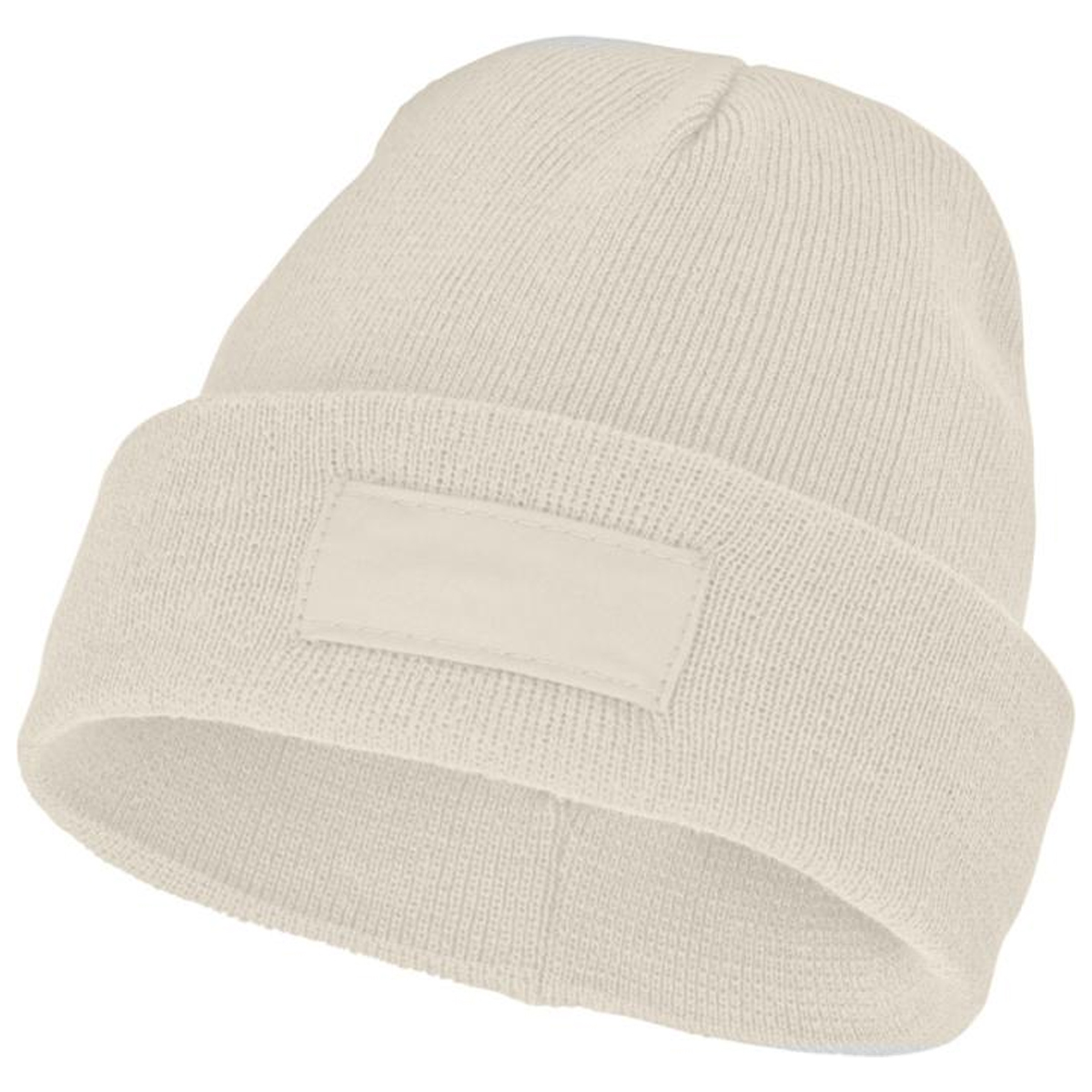 Acryl-rib-beanie-met-patch-bedrukken-beige