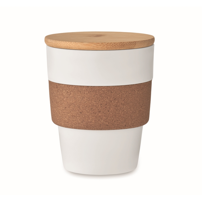 Koffiebeker-met-bamboe-deksel-Kurk-300-ml-bedrukken-wit