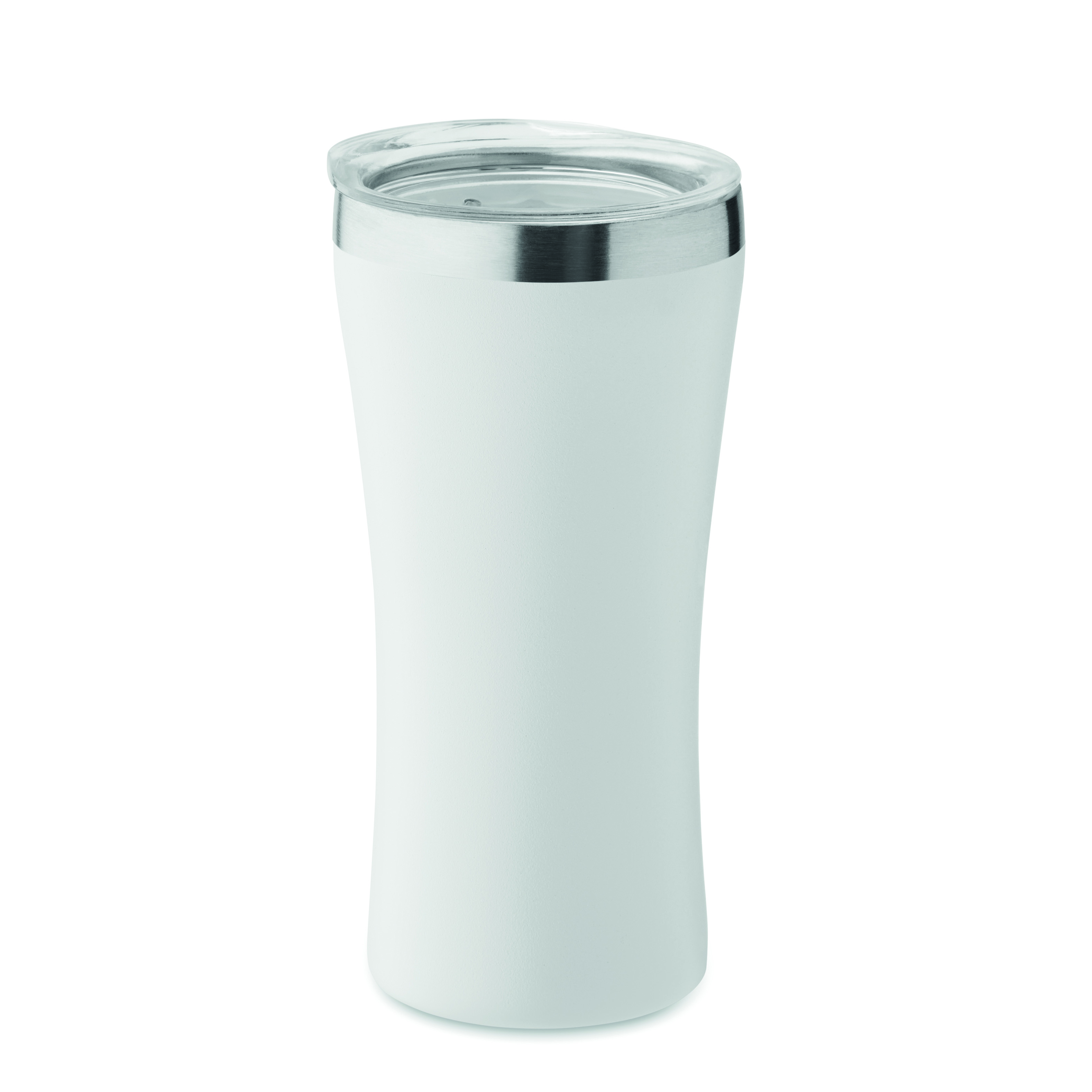 Dubbelwandige-koffiebeker-Gerecycled-RVS-160-ml-bedrukken-wit