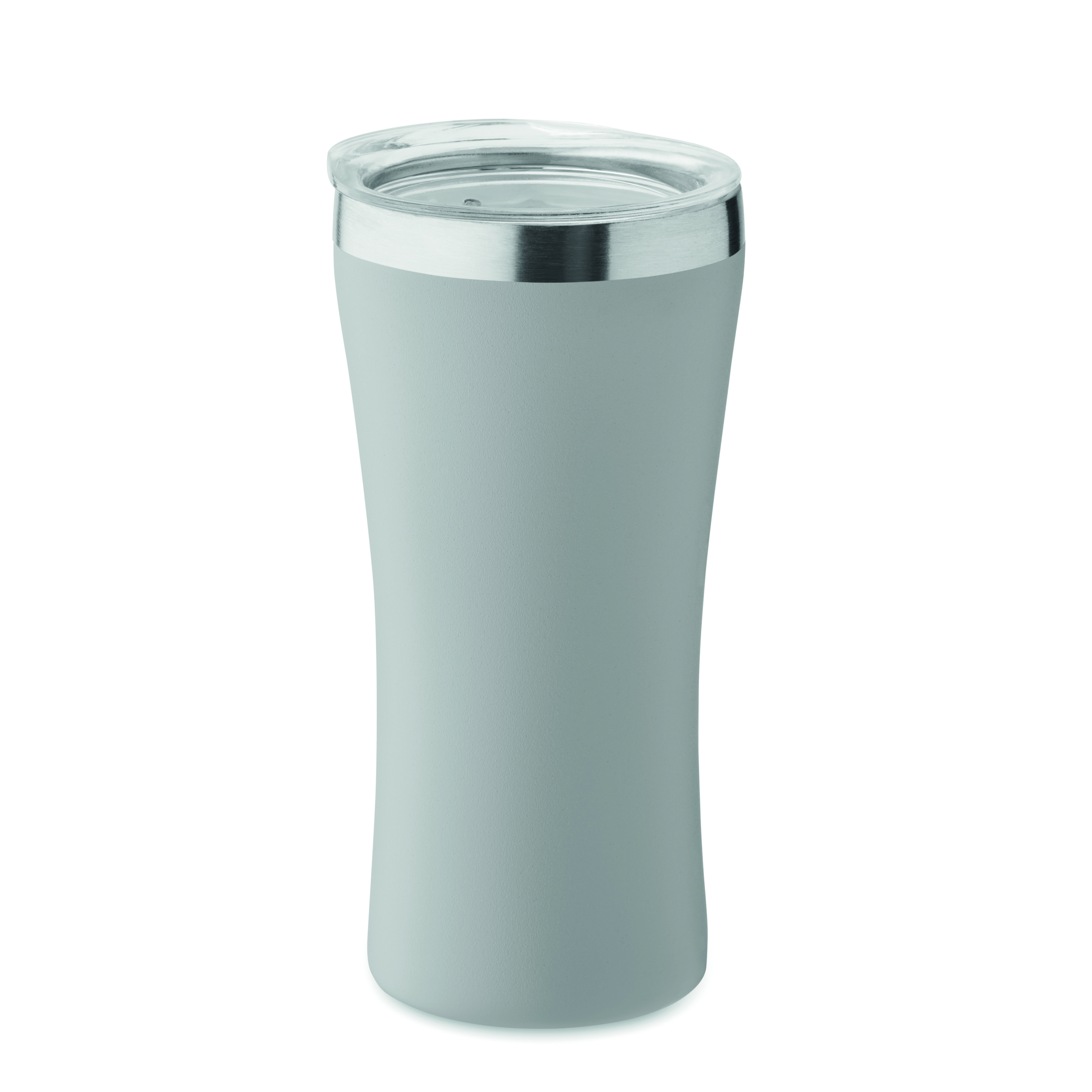 Dubbelwandige-koffiebeker-Gerecycled-RVS-160-ml-bedrukken-grijs