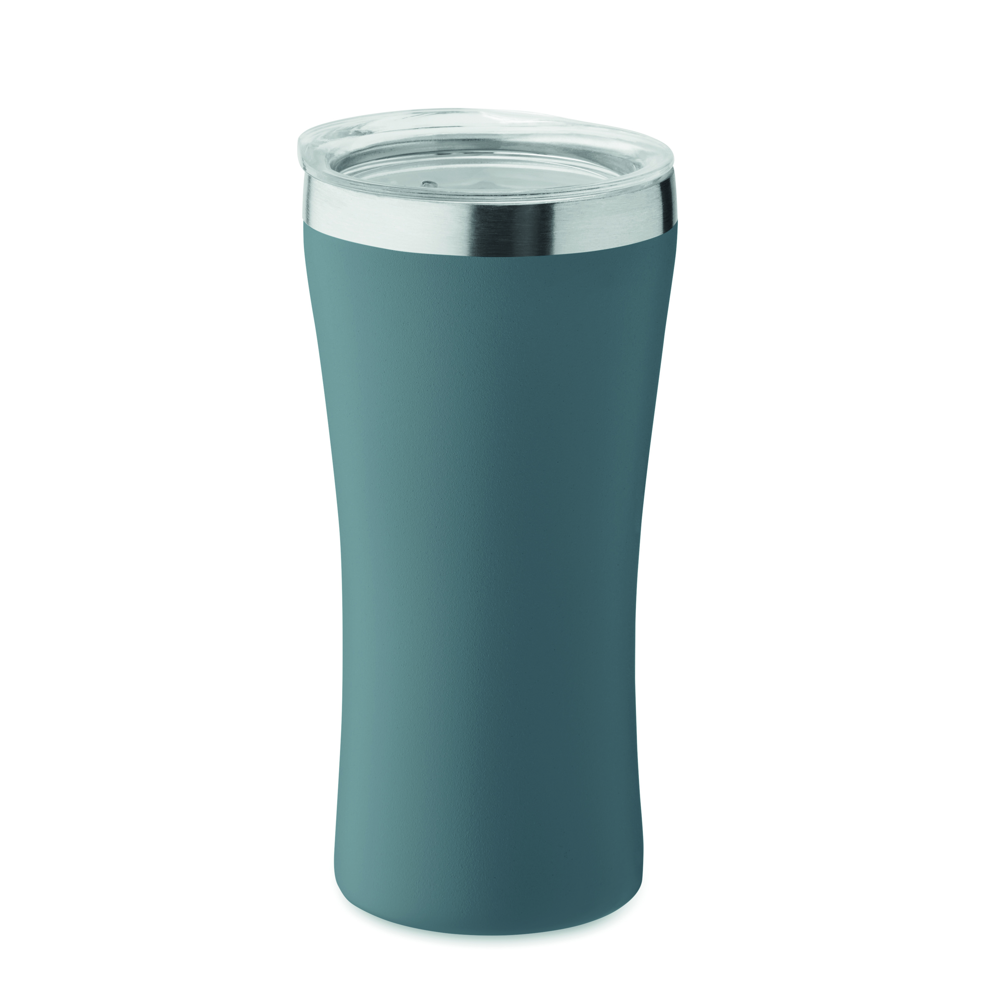 Dubbelwandige-koffiebeker-Gerecycled-RVS-160-ml-bedrukken-blauw