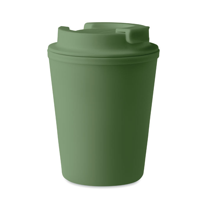 Koffiebeker-met-flip-top-drinkopening-Polypropyleen-300-ml-bedrukken-groen