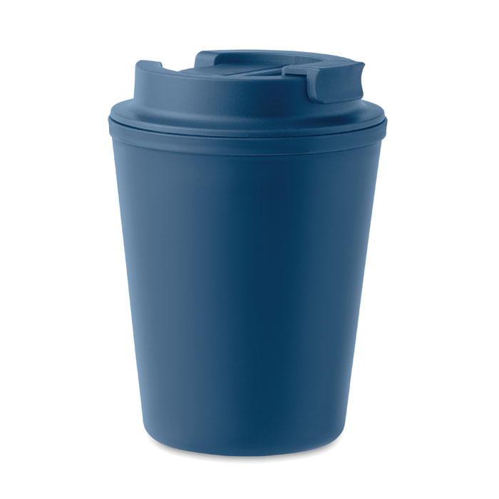 Koffiebeker-met-flip-top-drinkopening-Polypropyleen-300-ml-bedrukken-blauw