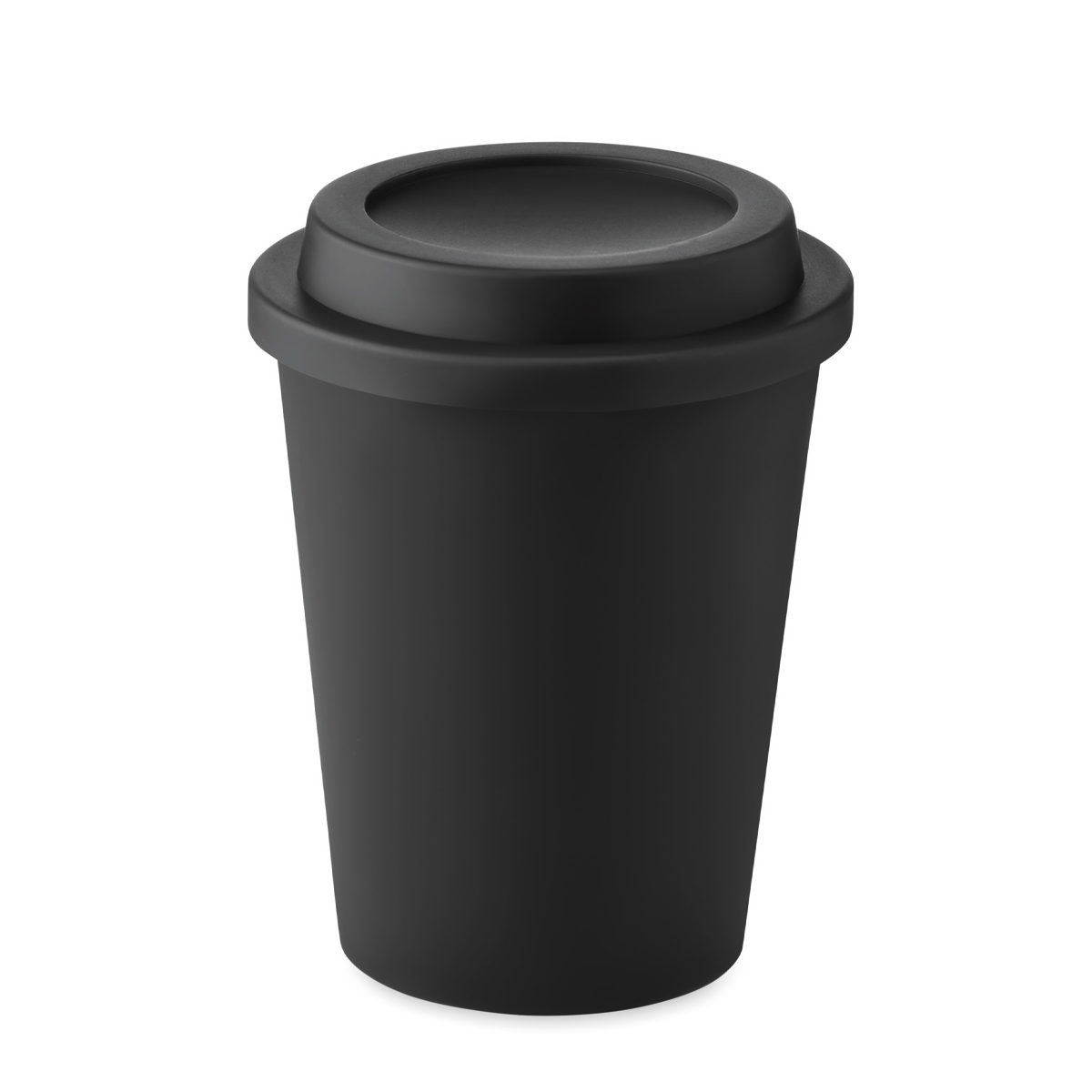Basic-kunststof-koffiebeker-300-ml-bedrukken-zwart