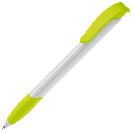 Balpen-met-rubberen-grip-ABS-bedrukken-lichtgroen