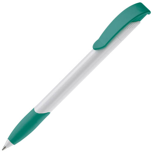 Balpen-met-rubberen-grip-ABS-bedrukken-turquoise