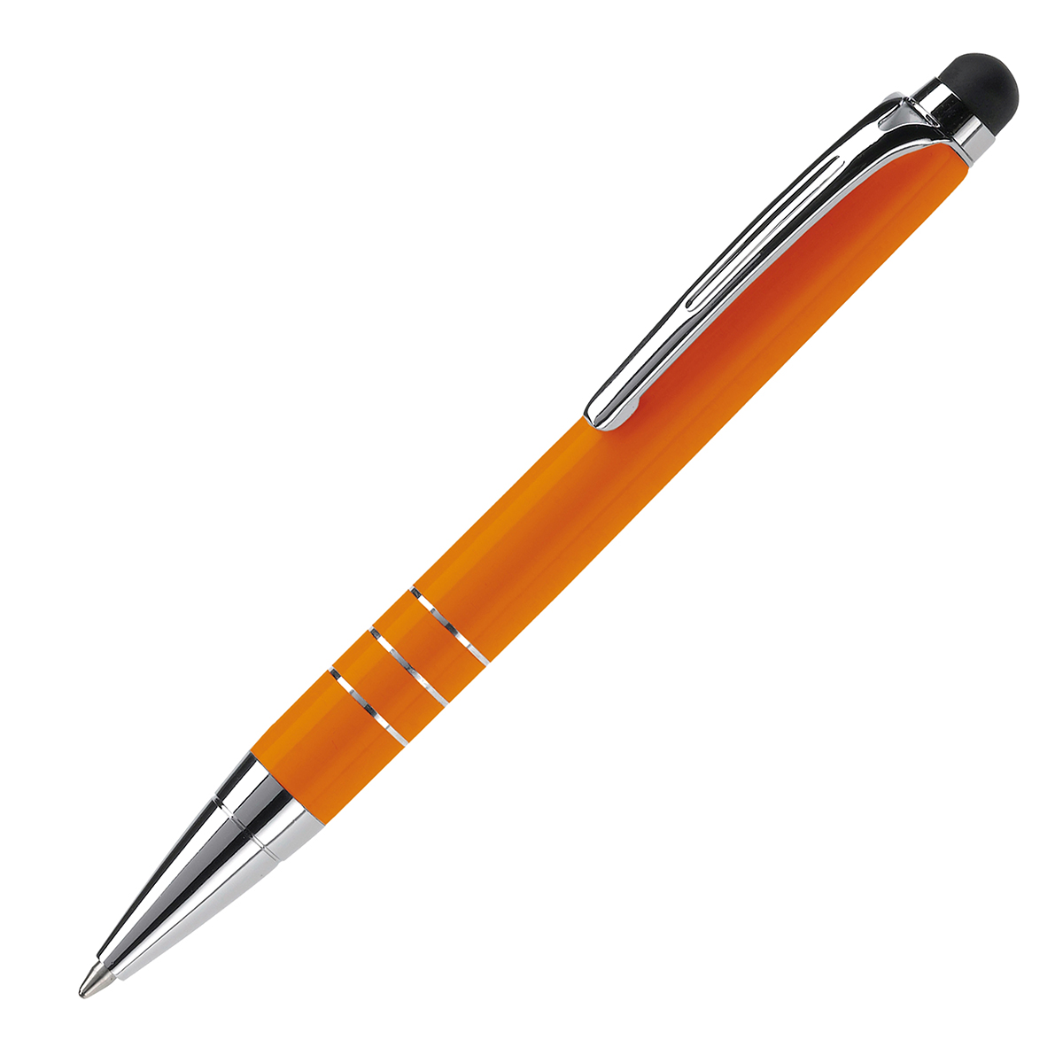 Kleine-balpen-met-styluspunt-Aluminium-bedrukken-oranje