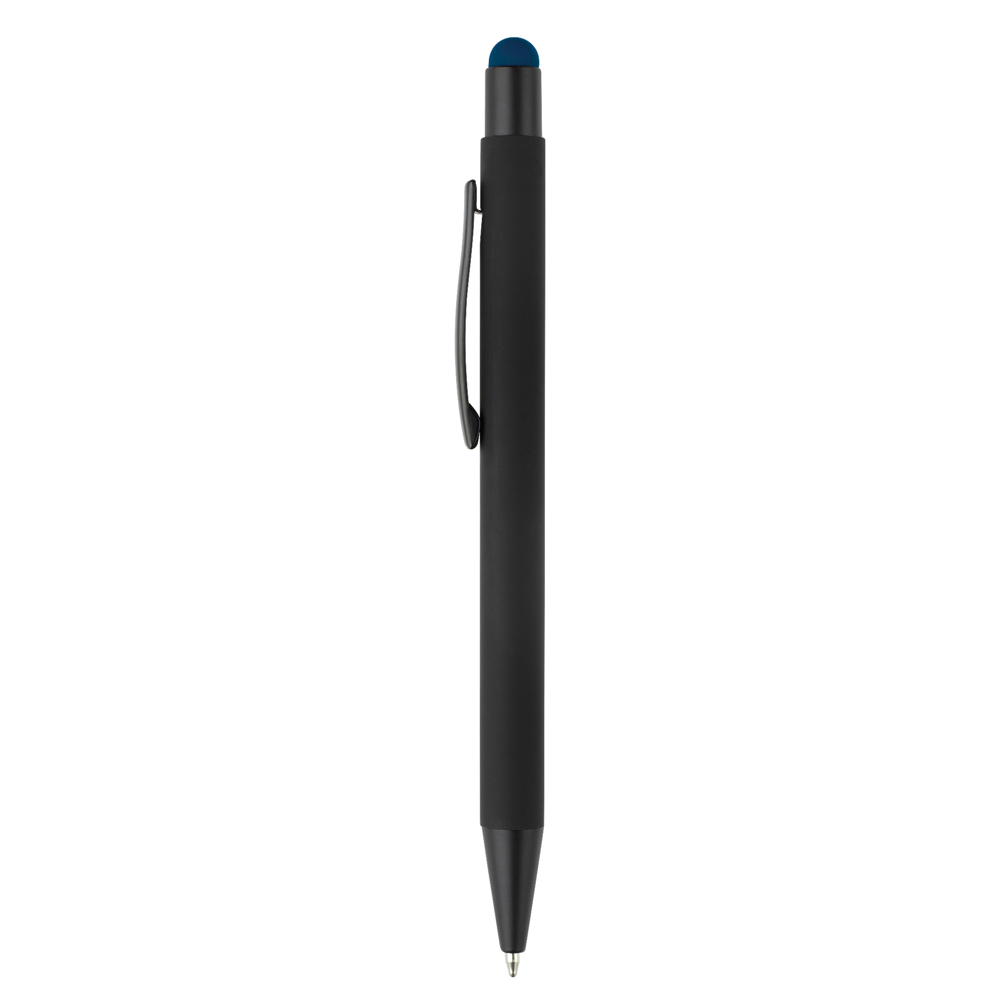 Balpen-met-gekleurde-styluspunt-Metaal-bedrukken-donkerblauw