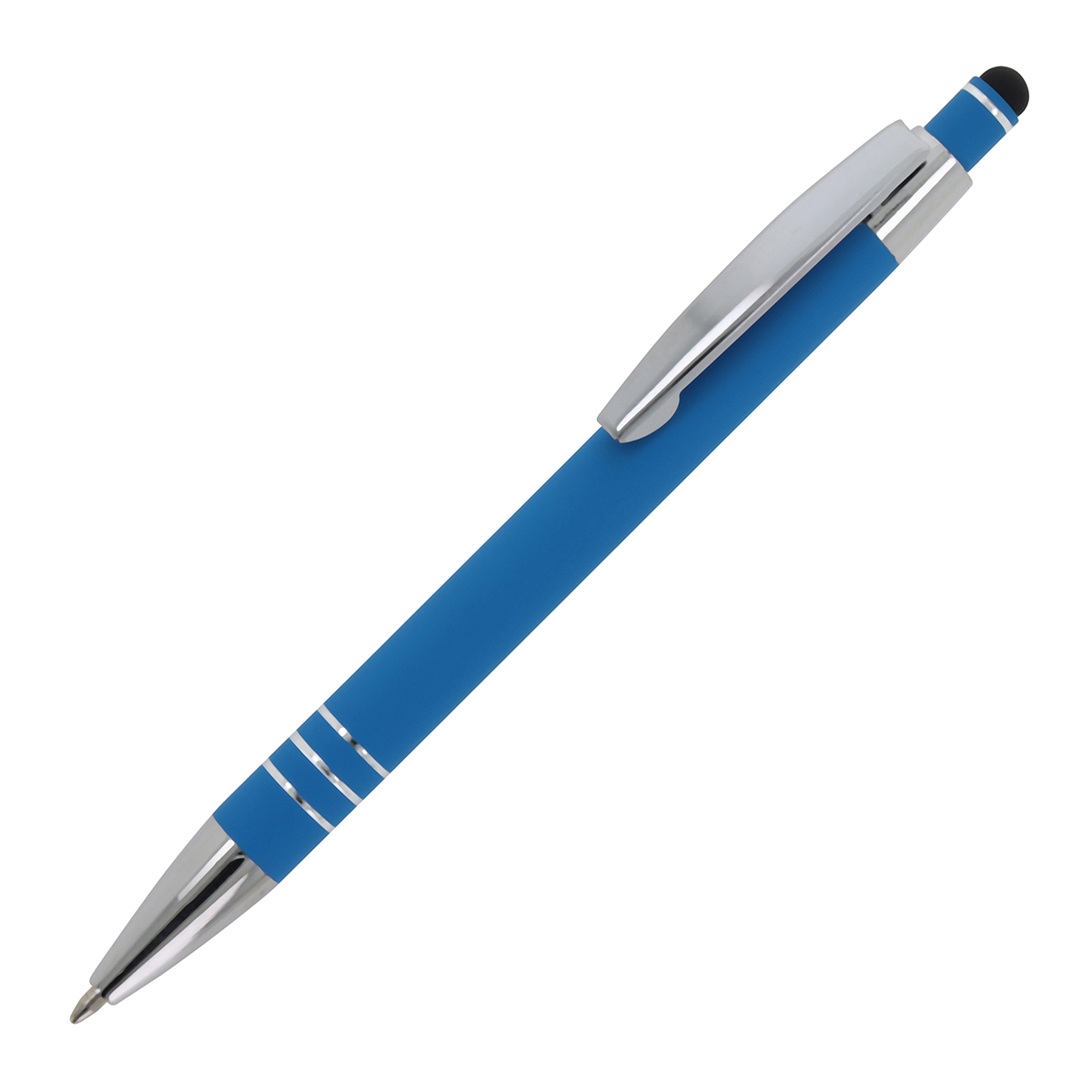 Aluminium-balpen-met-styluspunt-Soft-touch-bedrukken-lichtblauw