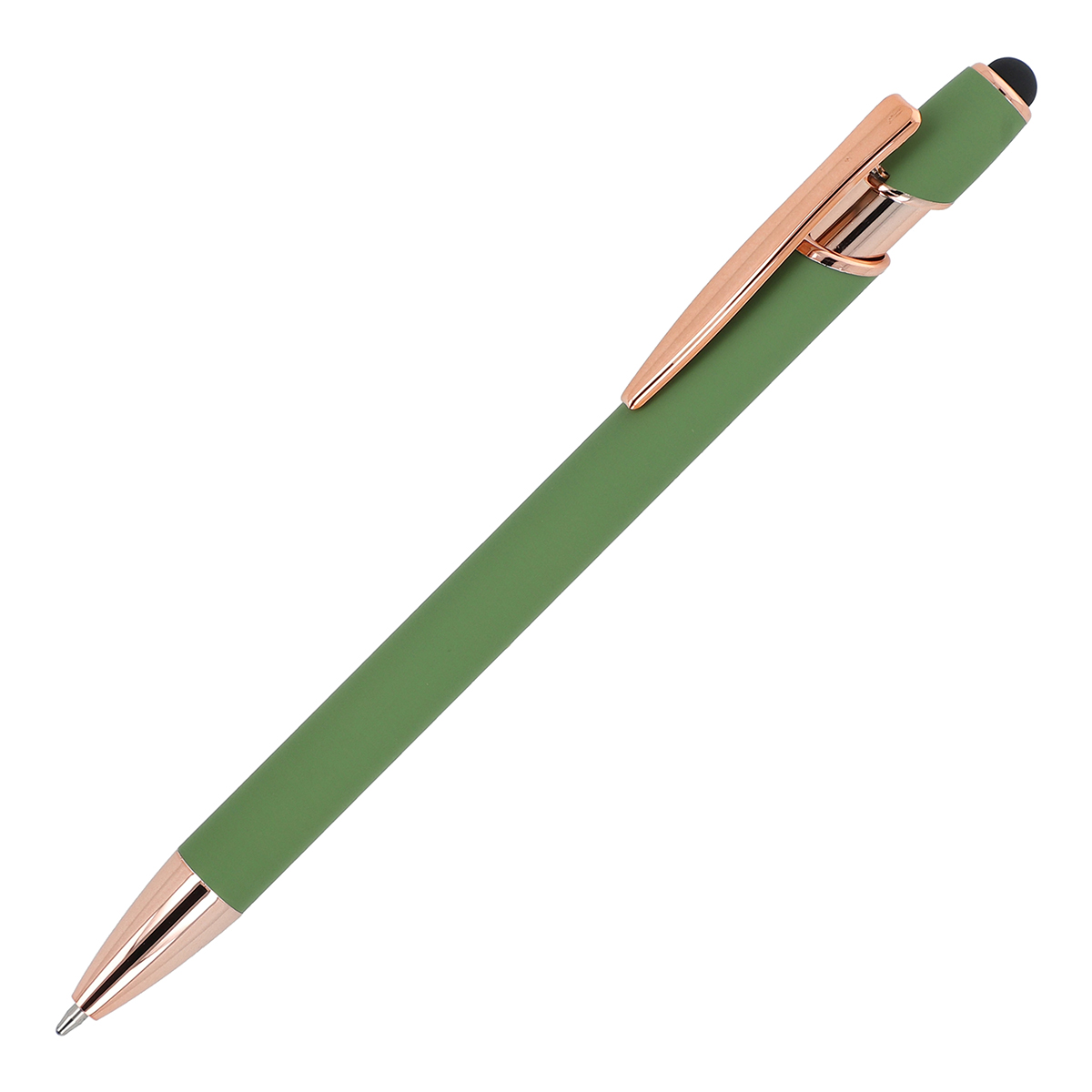 Aluminium-balpen-met-ros-gouden-details-bedrukken-groen
