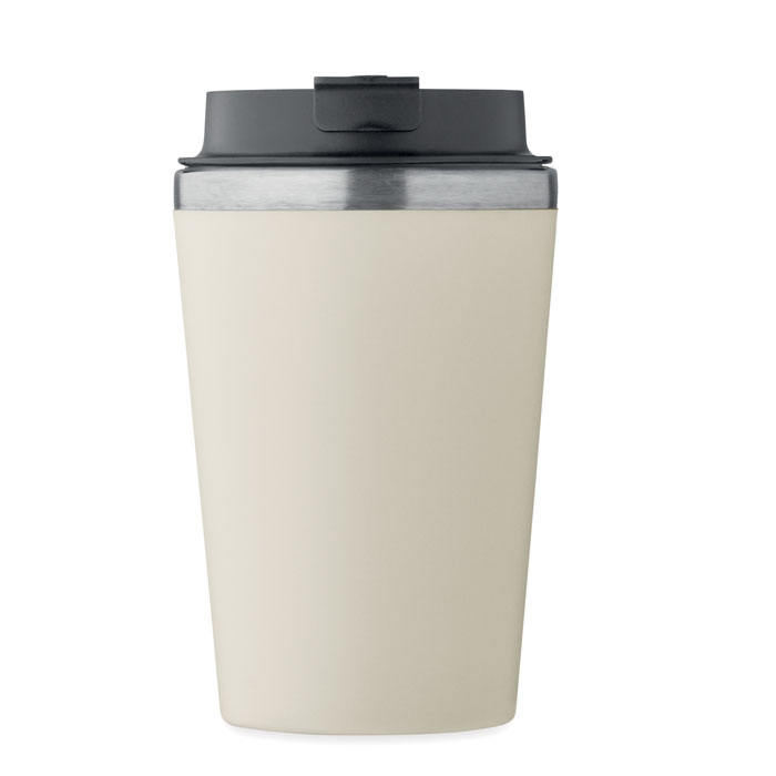 Koffiebeker-met-keramische-binnenlaag-Gerecycled-RVS-350-ml-bedrukken-beige