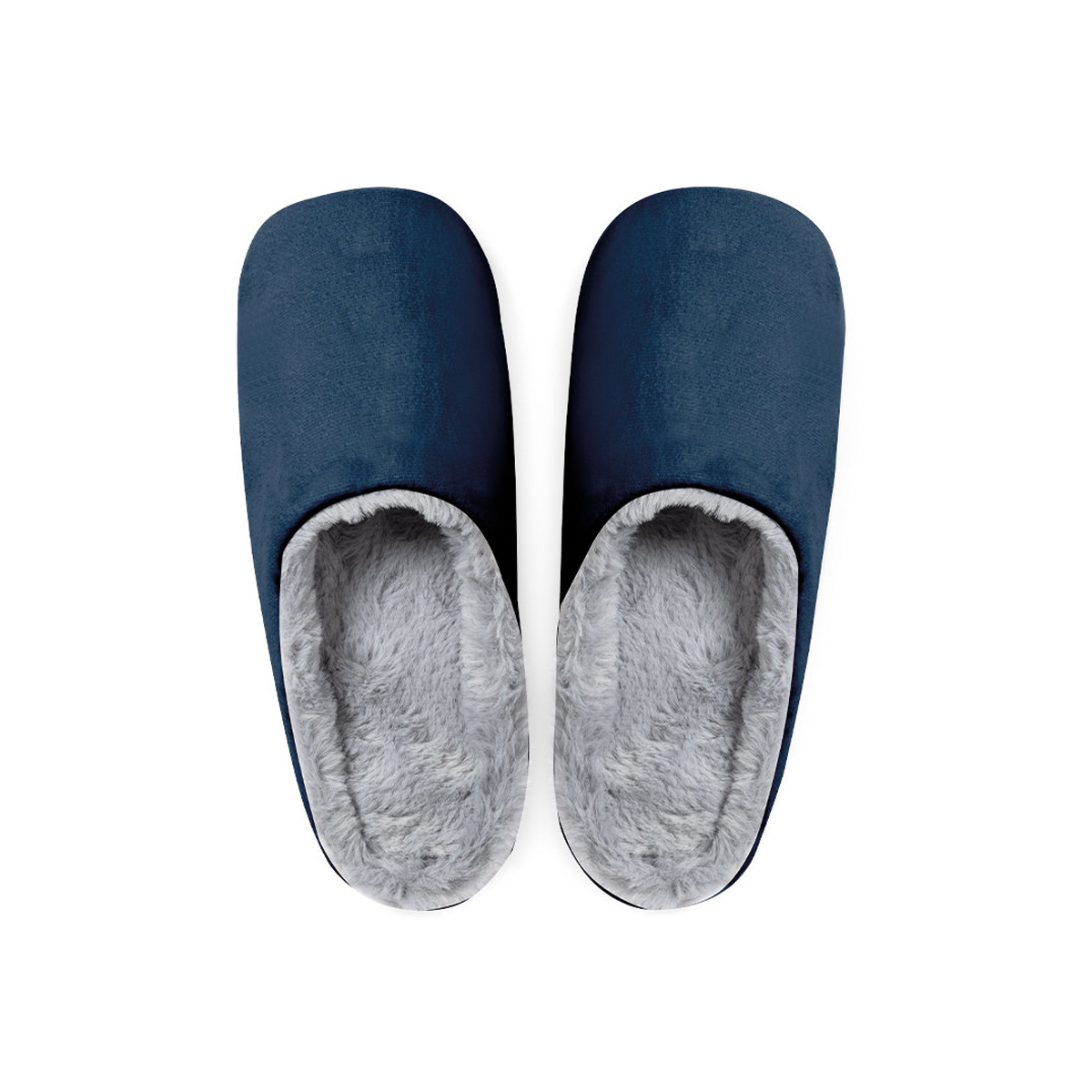 Katoenen-slippers-met-pluche-voering-bedrukken-donkerblauw