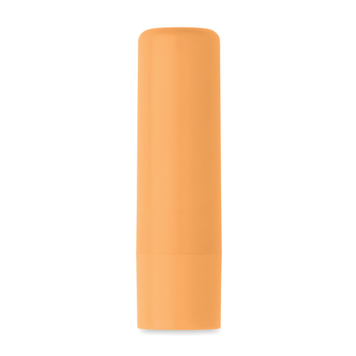 Veganistische-vanille-lippenbalsem-stick-SPF10-bedrukken-oranje