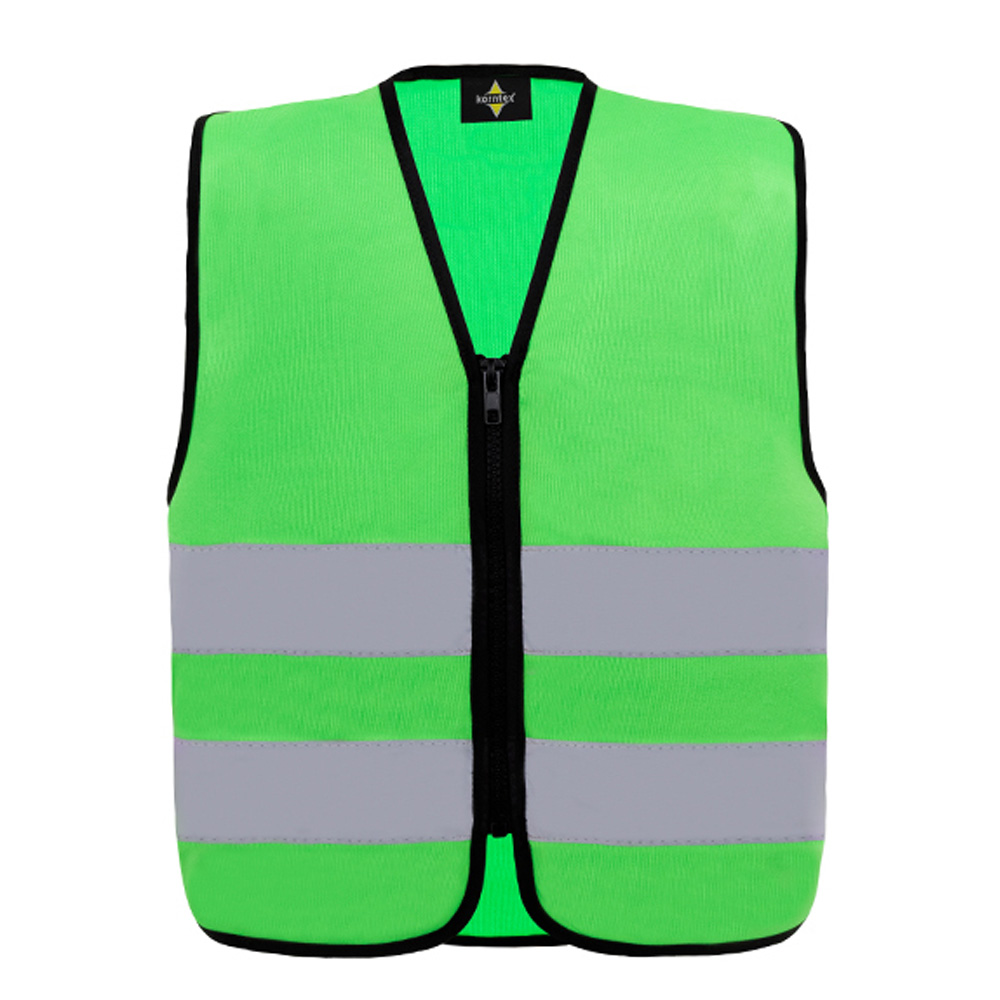 Veiligheidshesje-voor-kinderen-met-ritssluiting-bedrukken-groen