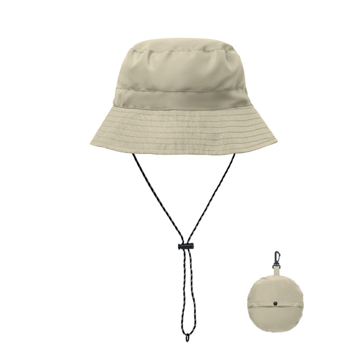 Opvouwbaar-vissershoedje-met-opbergzakje-Waterafstottend-bedrukken-khaki