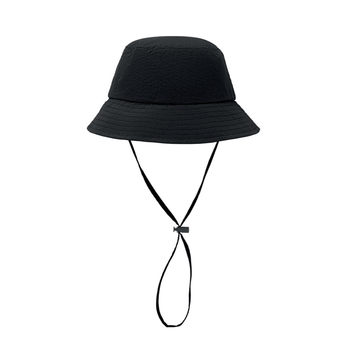 Waterproof-opvouwbaar-vissershoedje-met-nekkoord-105-gm-bedrukken-zwart