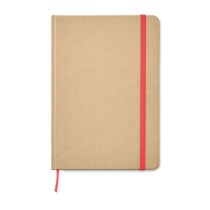 A5-notitieboek-Gerecycled-kartonnen-kaft-80-vellen-bedrukken-rood