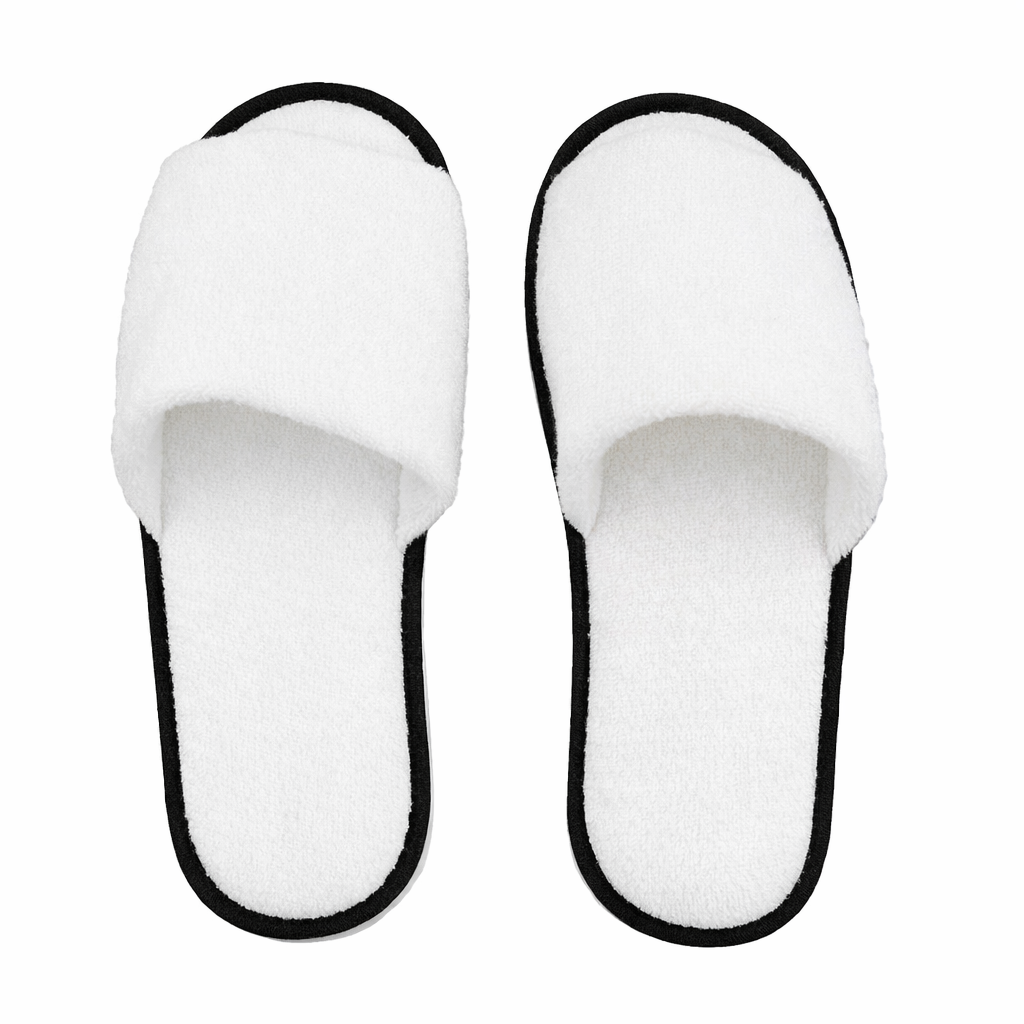 One-size-badstof-hotelslippers-Velours-bedrukken-zwart