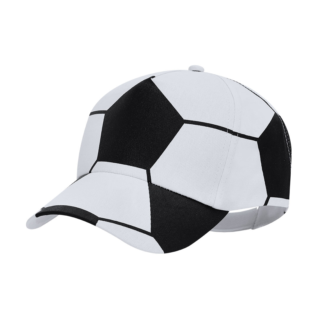 Voetbal-sportpet-met-klittenbandsluiting-Katoen-bedrukken-wit